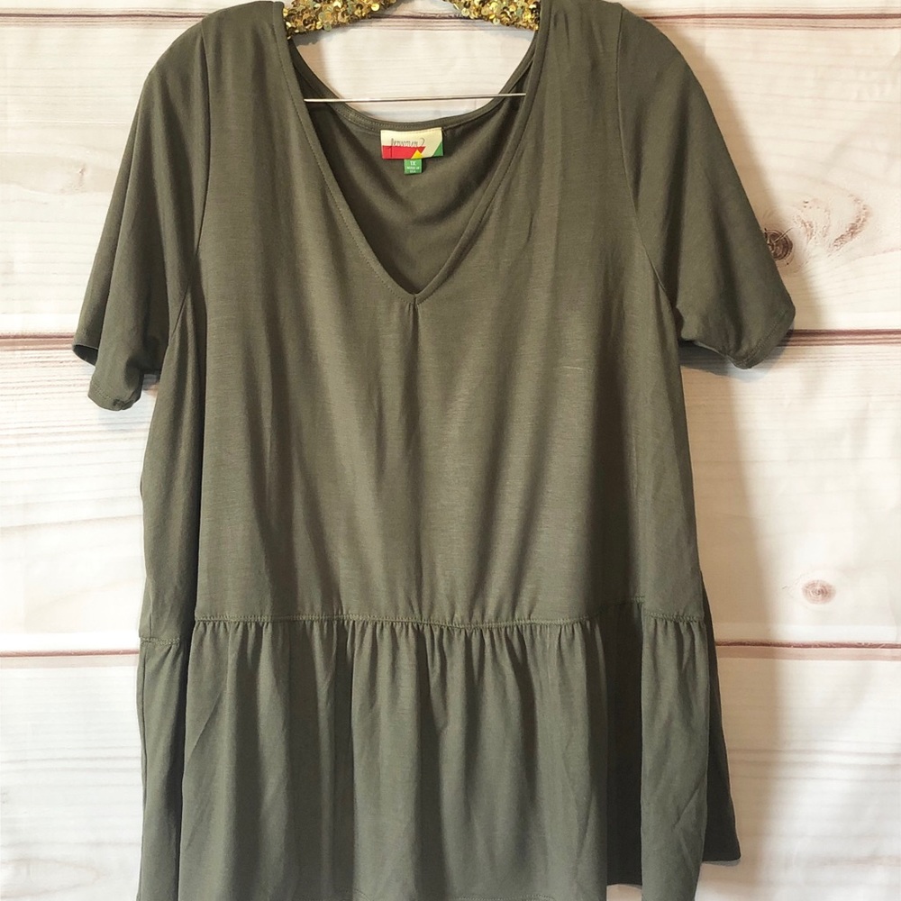 Fervour ModCloth Olive Green Peplum Top